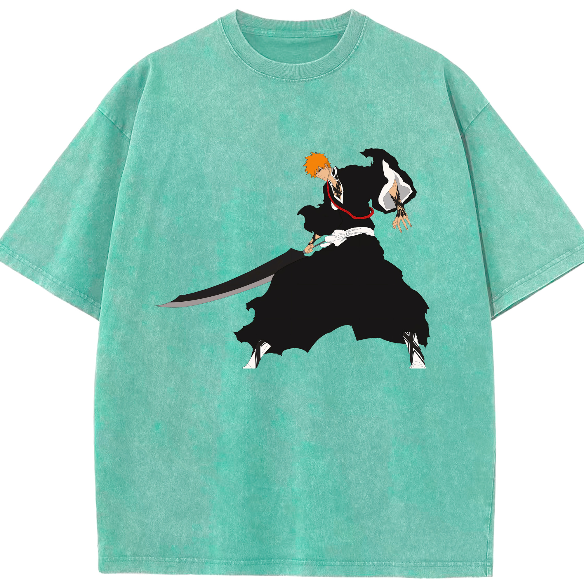 （画像用） ブリーチ 黒崎一護（くろさき いちご）BLEACH Kurosaki Ichigo 綿100% ヴィンテージ風 半袖Tシャツ（フロントプリント）